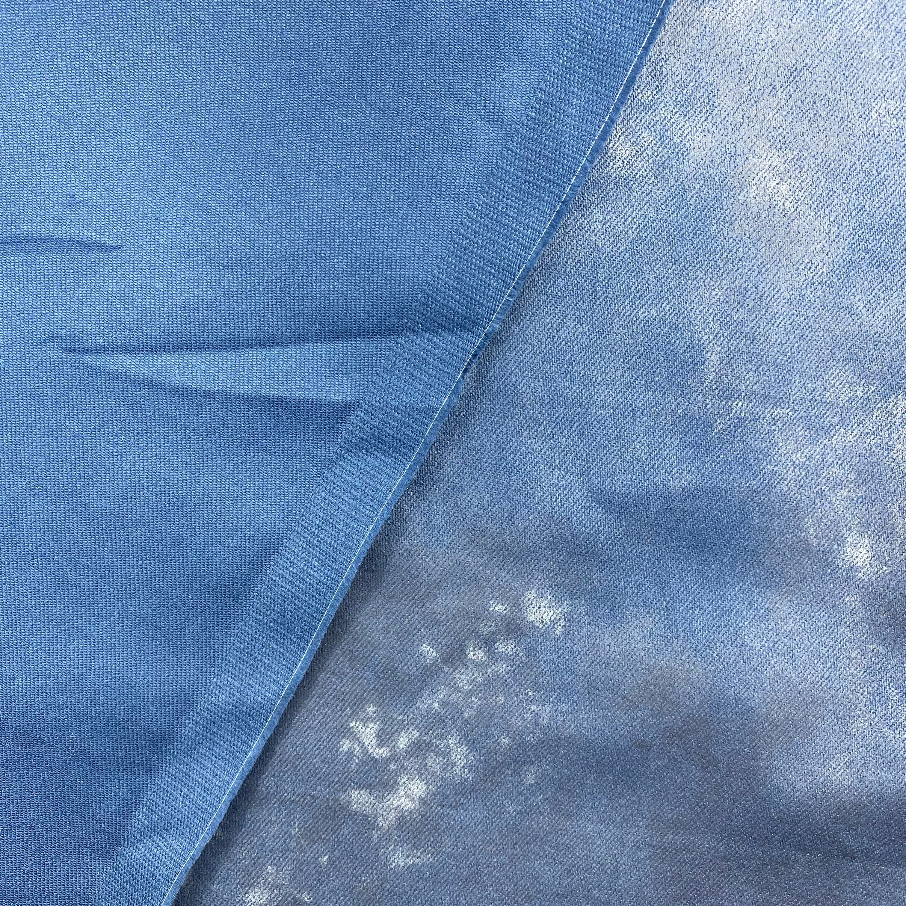 Distressed Coated Stretch Twill Canvas - Navy