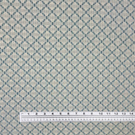 Patterned Cotton Jacquard Upholstery Remnant - Beige/Aqua/Blue