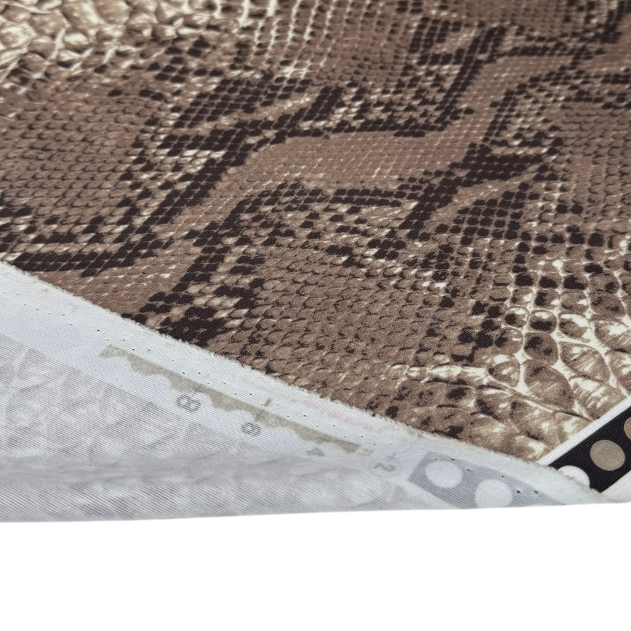 Snake Printed Polyester Knit - Brown/White