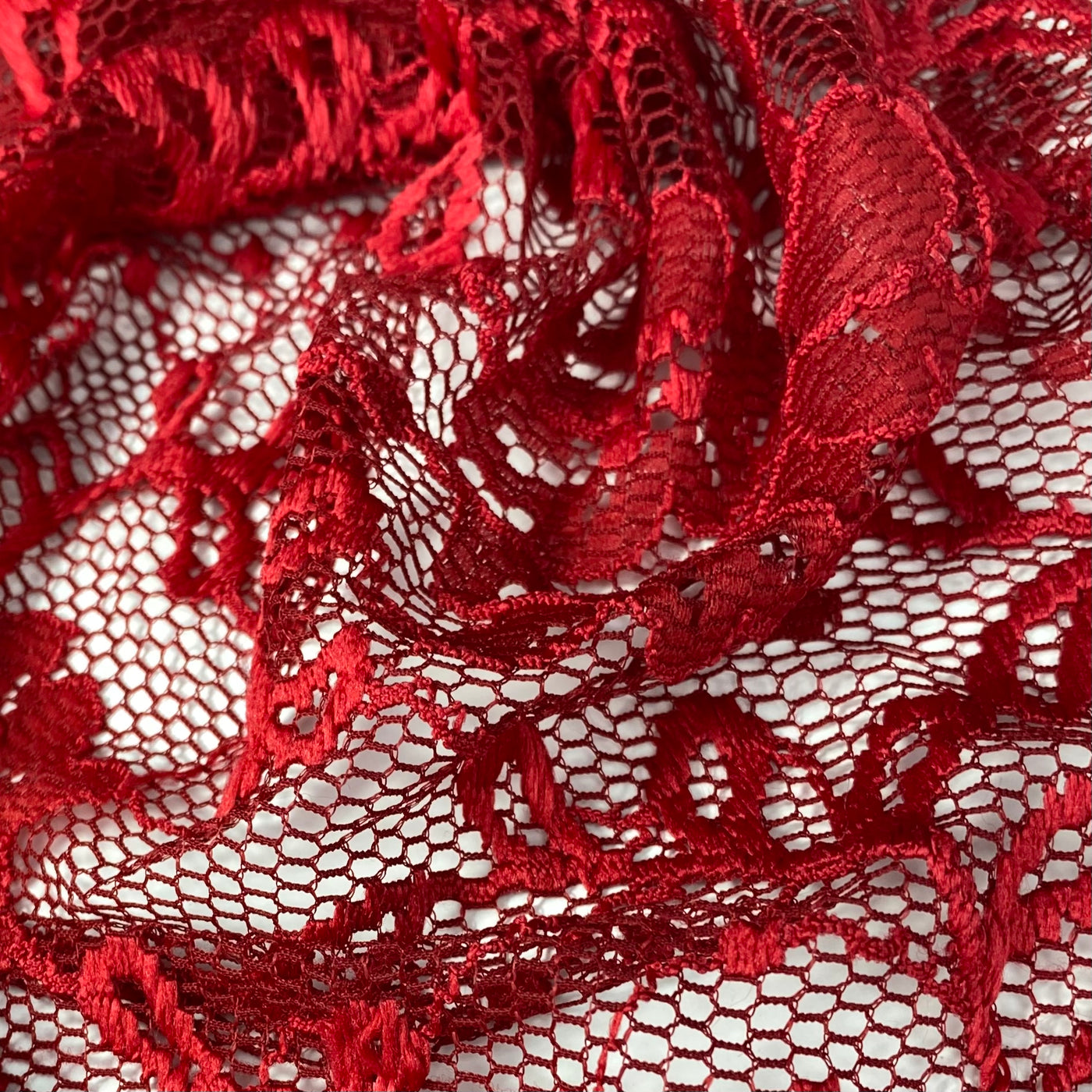 Floral Embroidered Lace - Red