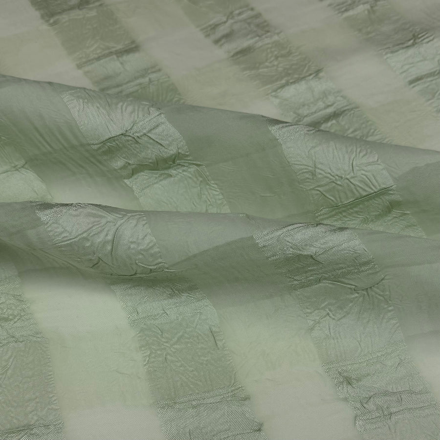 Crinkled Plaid Polyester Sheer - Green