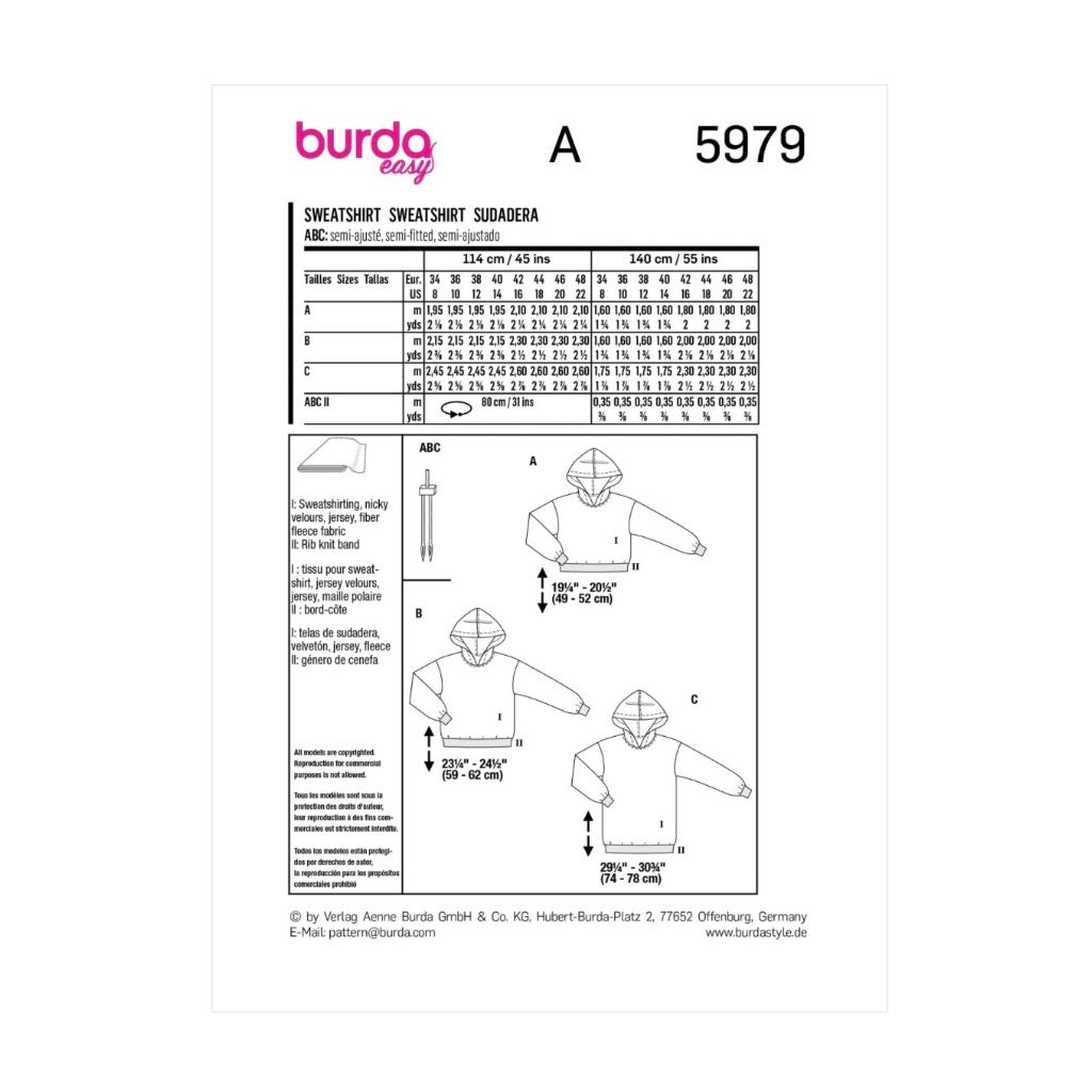 Burda Easy 5979 - Sweater Sewing Pattern