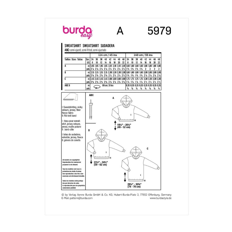 Burda Easy 5979 - Sweater Sewing Pattern