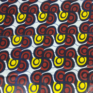 Waxed African Printed Cotton - Blue/Brown/Yellow