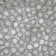 Embroidered Silk Organza - Circles  - Silver