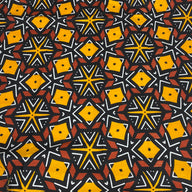 Waxed African Printed Cotton - Black/Yellow/Brown