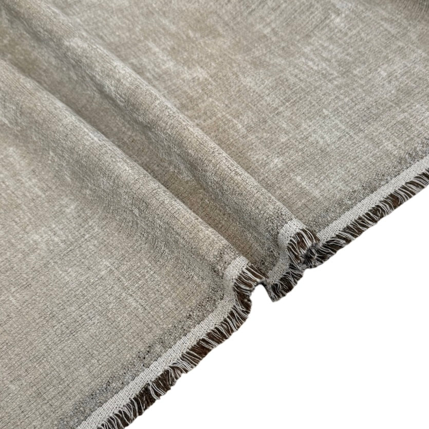 Chenille Upholstery Remnant - Ivory/Brown