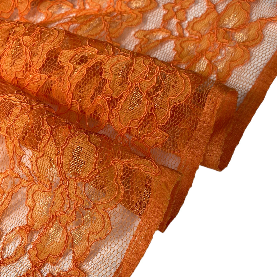Floral Corded Lace - Orange