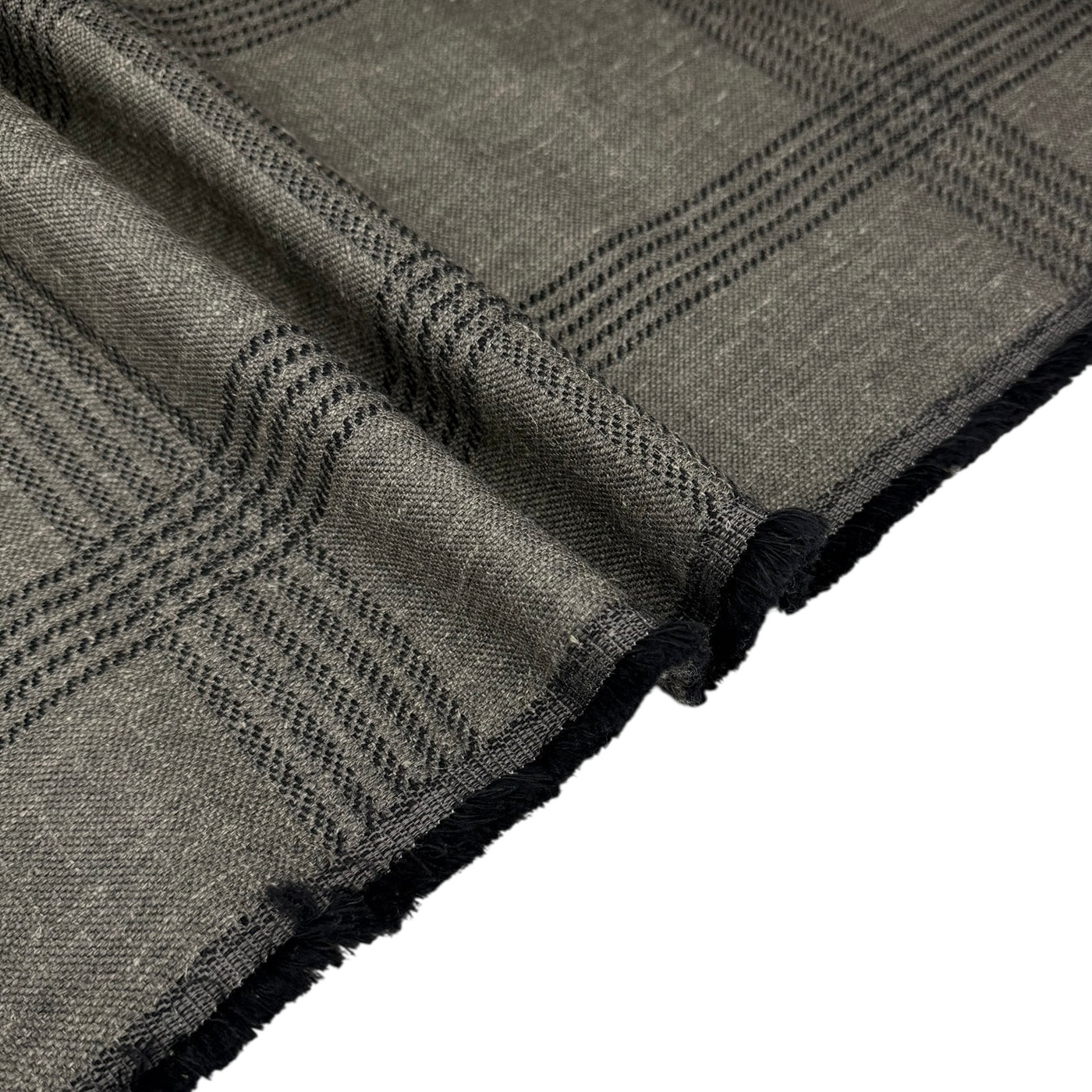 Plaid Cotton Blend Upholstery Remnant - Grey/Black