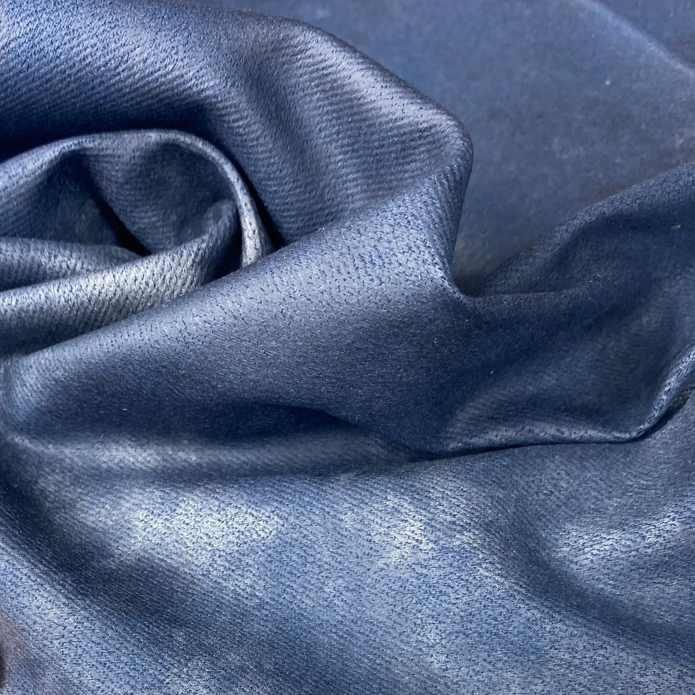 Distressed Coated Stretch Twill Canvas - Navy
