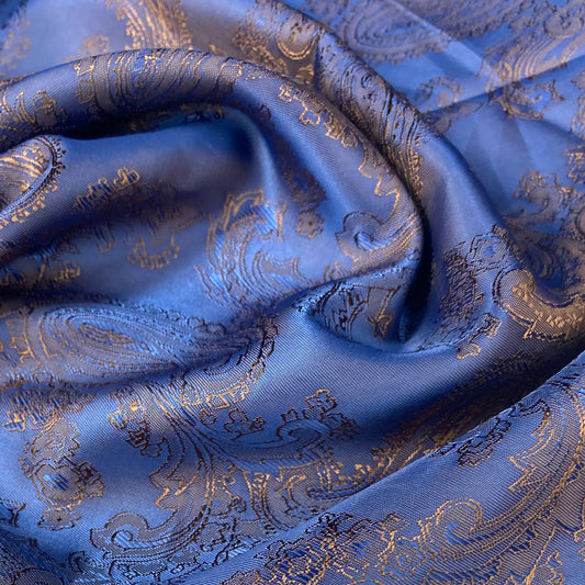Two Tone Paisley Jacquard Lining - Blue/Brown