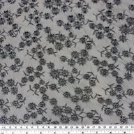 Floral Embroidered Mesh - Black/Silver