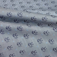 Silk Paisley Jacquard Remnant - Grey/White/Navy/Light Blue