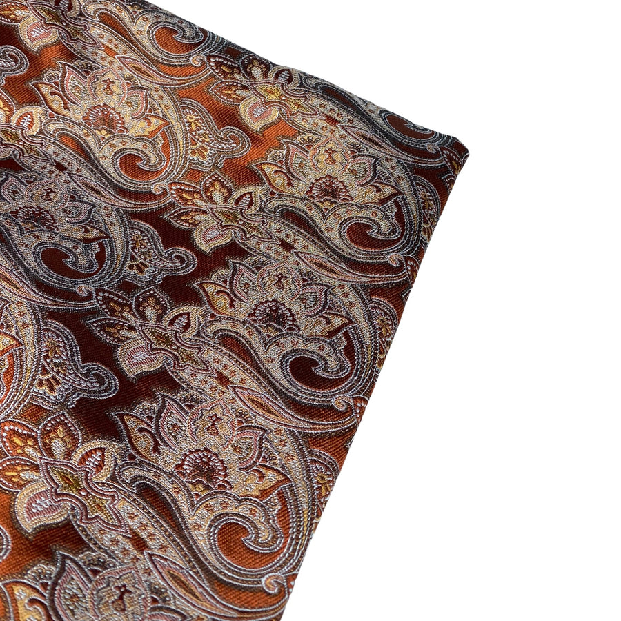 Paisley Silk/Polyester Jacquard - Rust Orange - Remnant