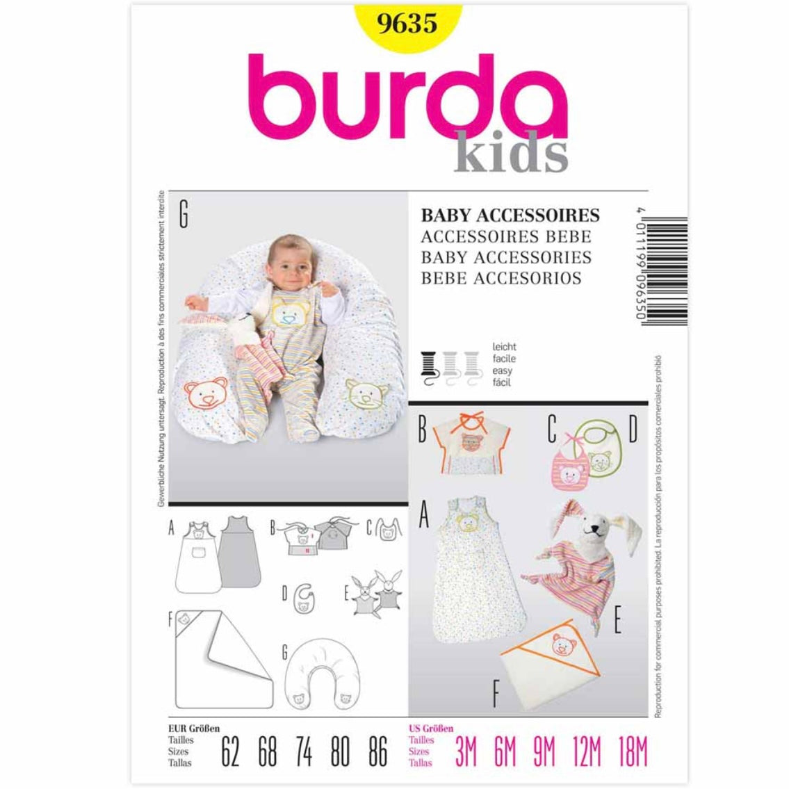 Burda Kids 9635 - Baby Accessories Sewing Pattern