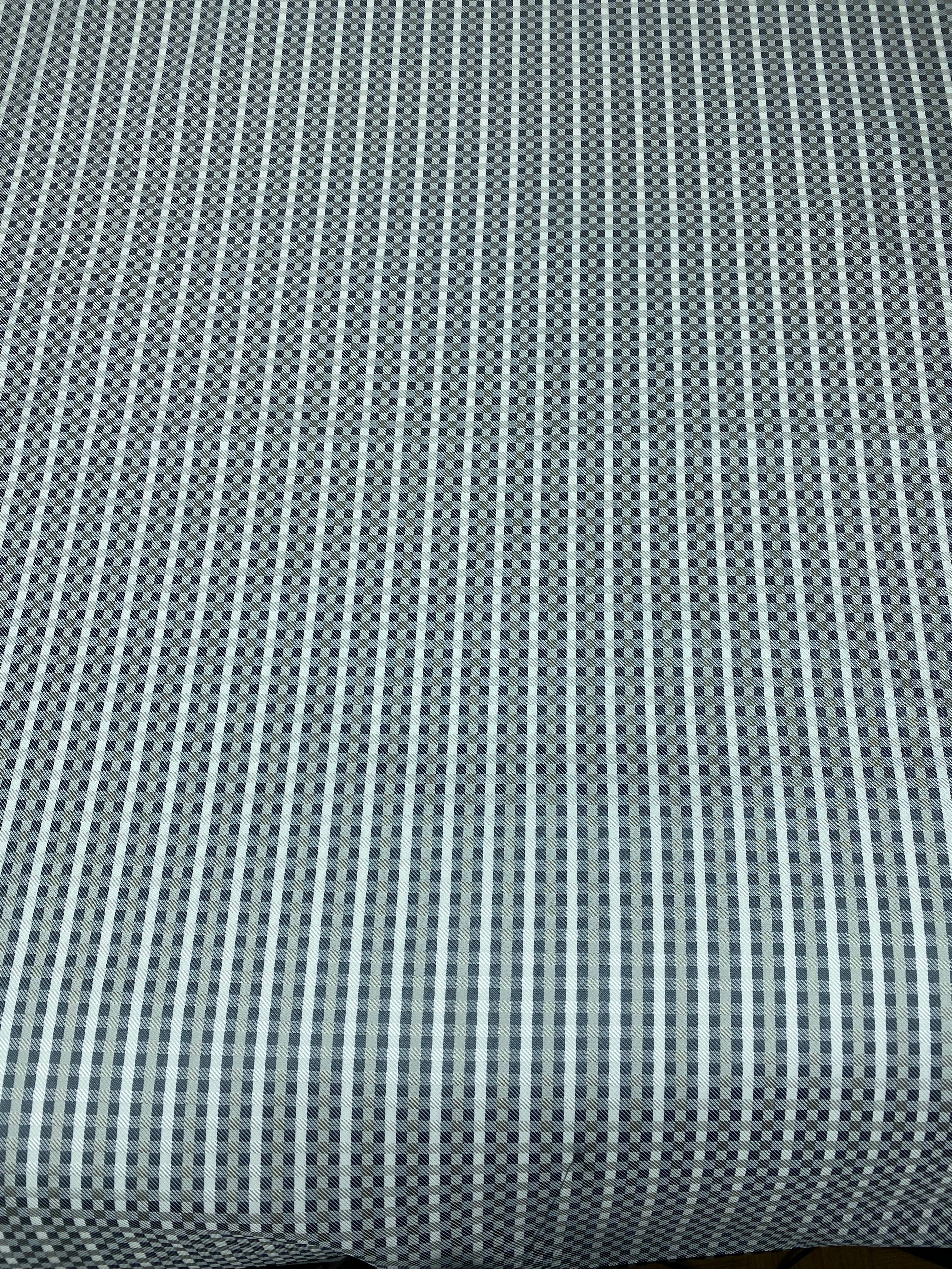 Plaid Silk/Polyester - Grey / White - Remnant