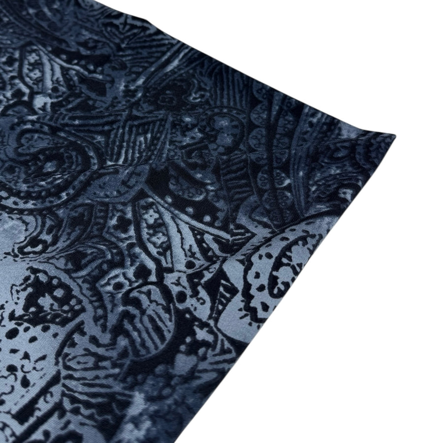 Paisley Printed Polyester Stretch Knit - Blue/Black