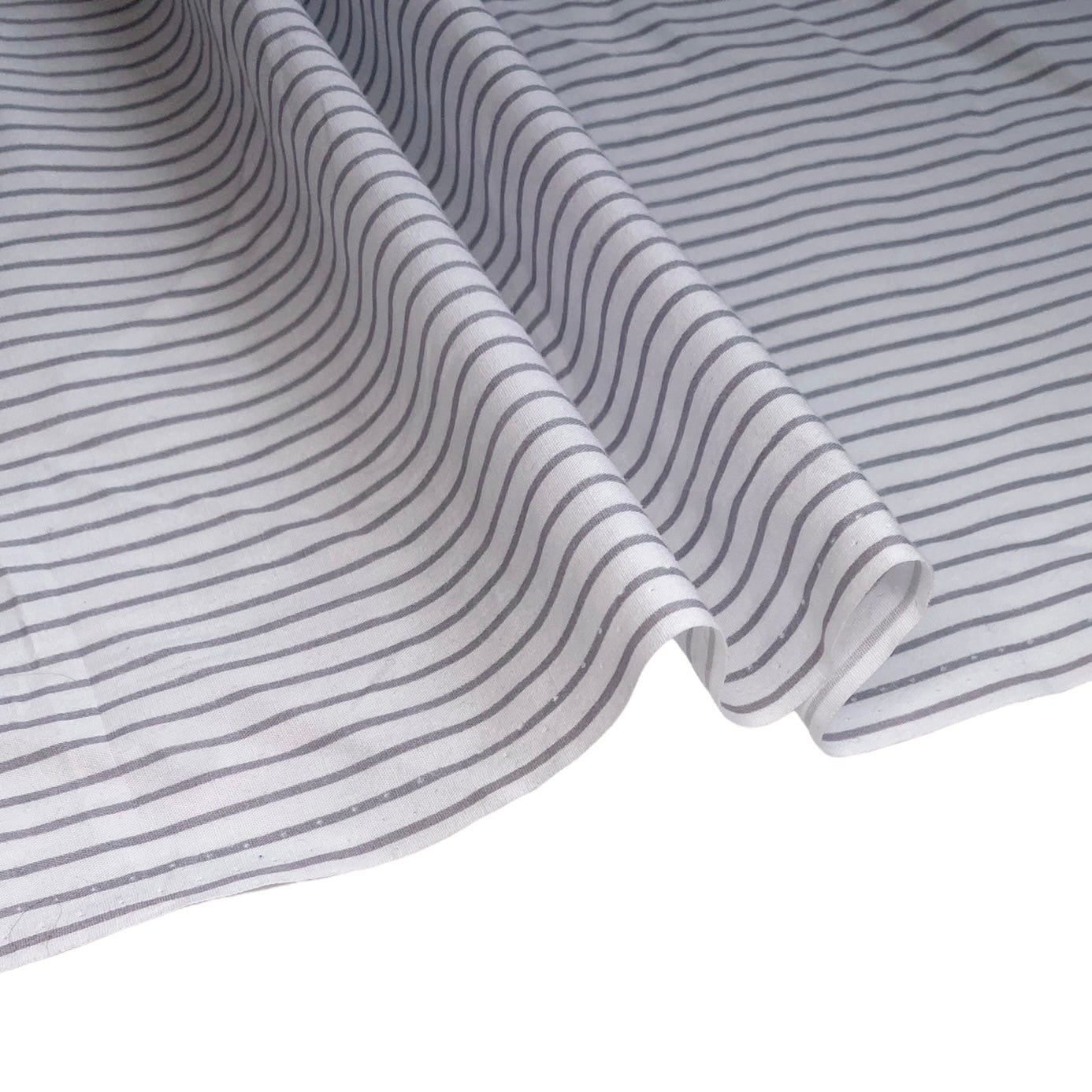 Striped Printed Cotton - White/Grey