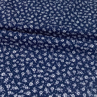 Small Floral Lightweight Printed Cotton - Blue/White