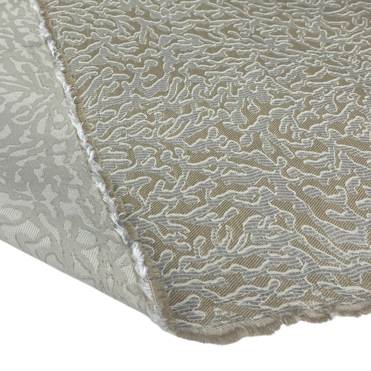 Patterned Upholstery Remnant - Biege/White