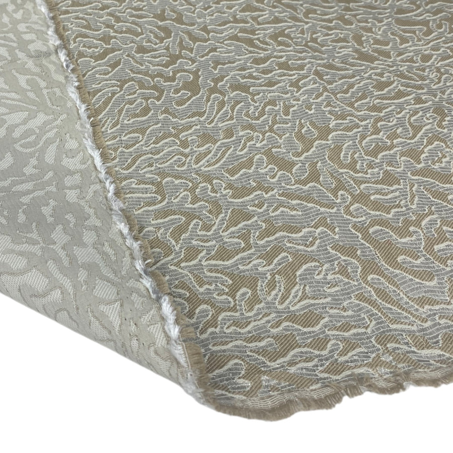 Patterned Upholstery Remnant - Biege/White