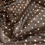Printed Stretch Mesh - Polka Dot - Brown/White