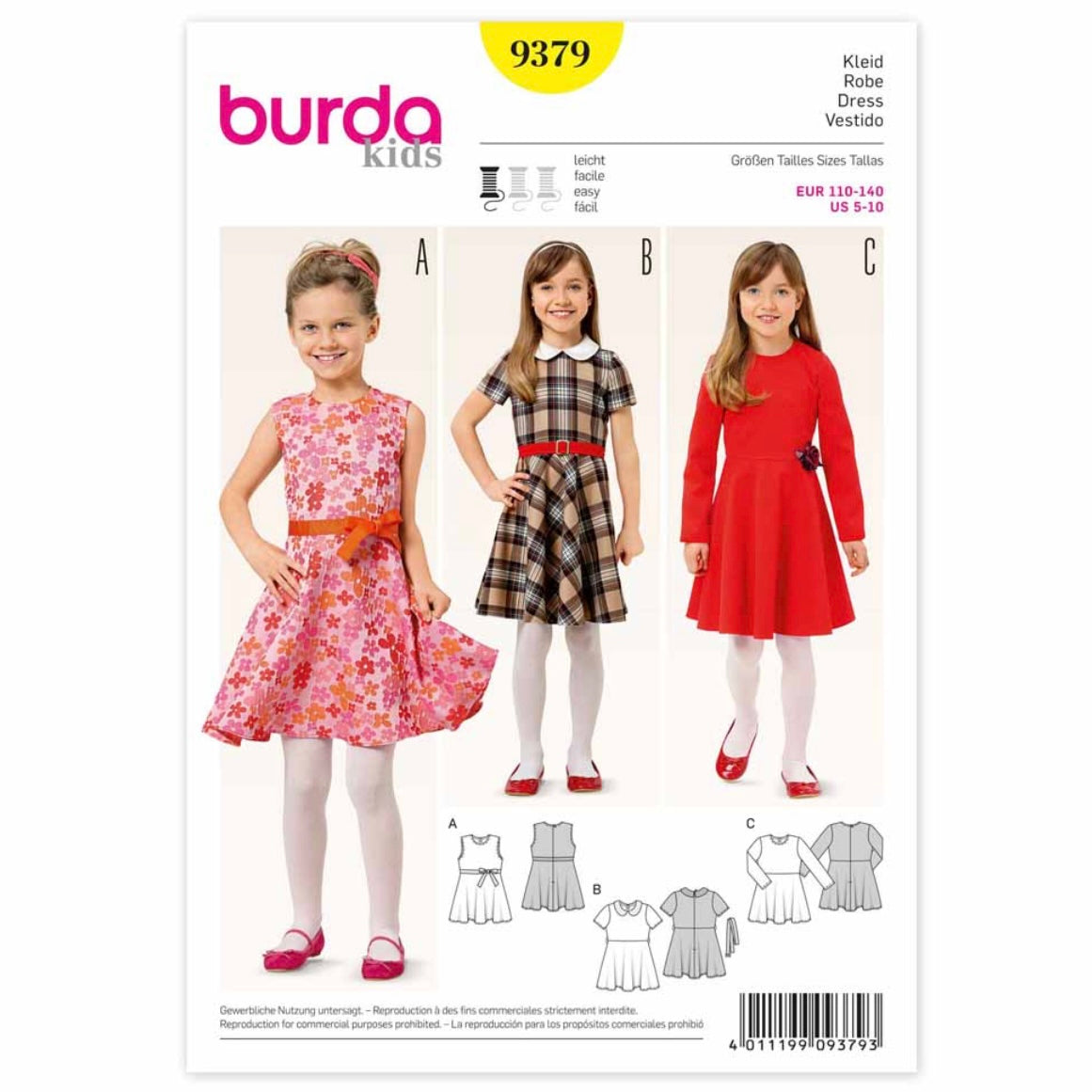 Burda Kids 9379 - Dress Sewing Pattern