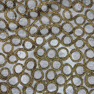 Embroidered Silk Organza - Circles - Black/Gold