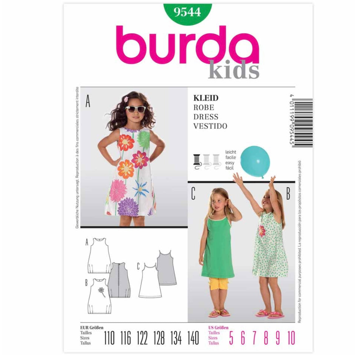 Burda Kids 9544 - Dress Sewing Pattern