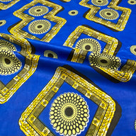 African Printed Cotton - Blue/Yellow