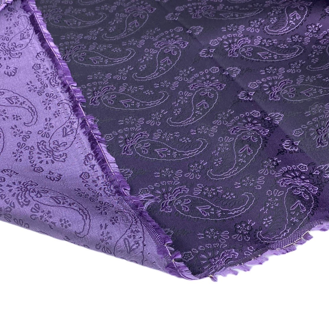 Paisley Silk/Polyester Jacquard - Purple / Black