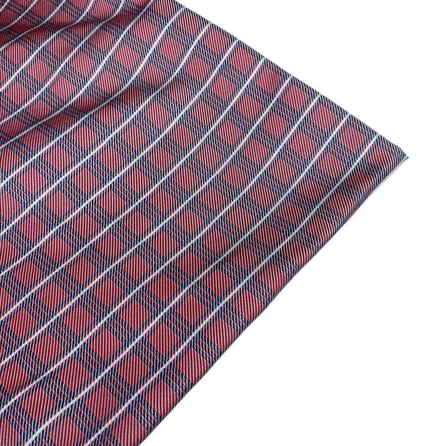 Plaid Silk/Polyester - Red / Navy / White - Remnant