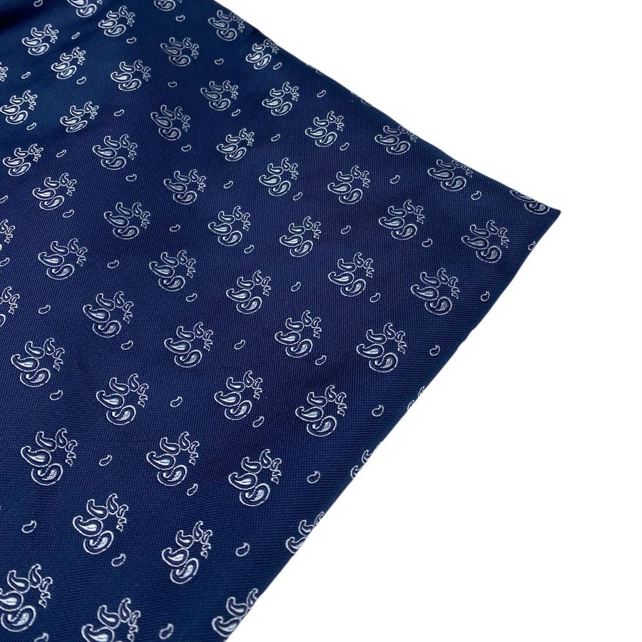Paisley Polyester Jacquard - Navy / White - Remnant