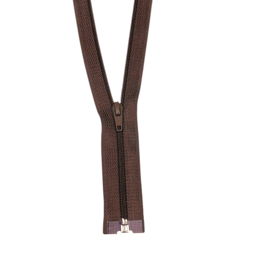 Opened-End Nylon Coil 11” Zipper - Brown