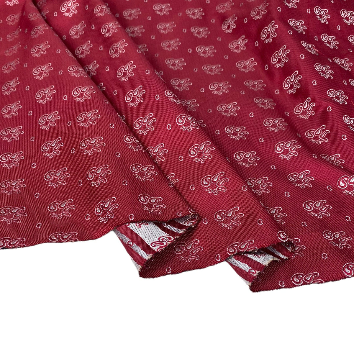 Silk Paisley Jacquard Remnant - Red/White