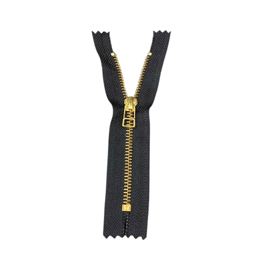 Closed-End Metal YKK Zipper - Black/Gold