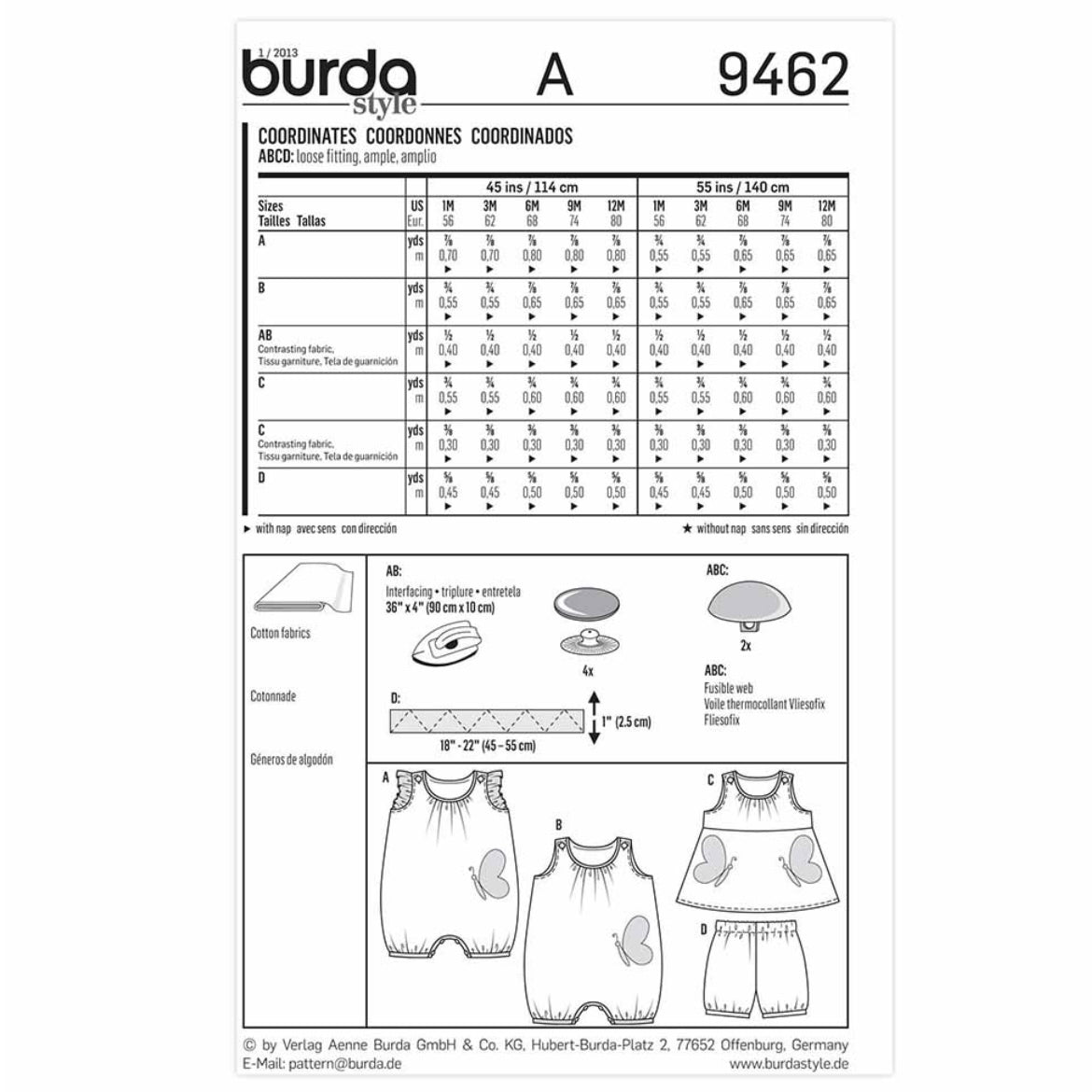 Burda Kids 9462 - Coordinates Sewing Pattern