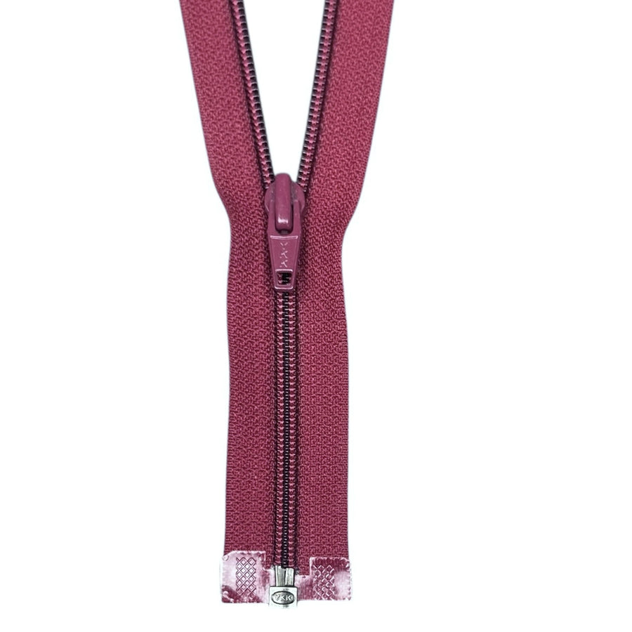 Coil One-Way Open End YKK Zipper 21” - Burgundy