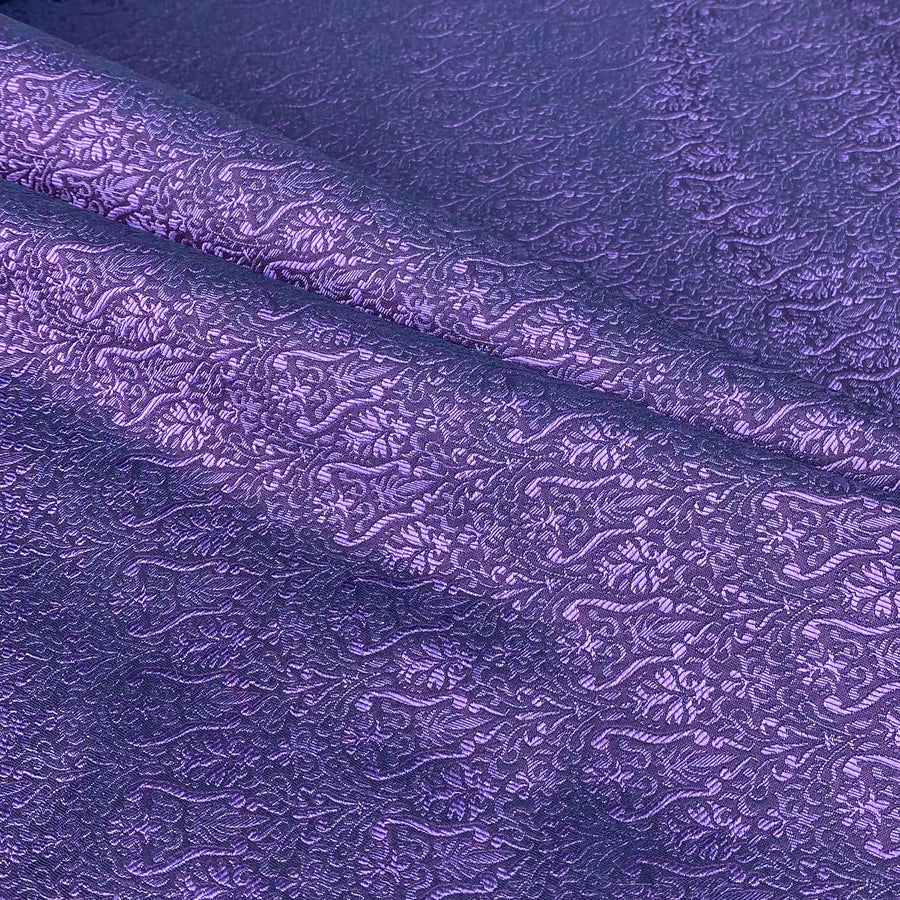 Paisley Silk/Polyester Jacquard - Purple - Remnant