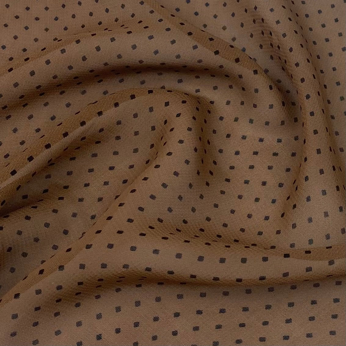 Diamond Polka Dot Polyester Georgette - Brown/Black