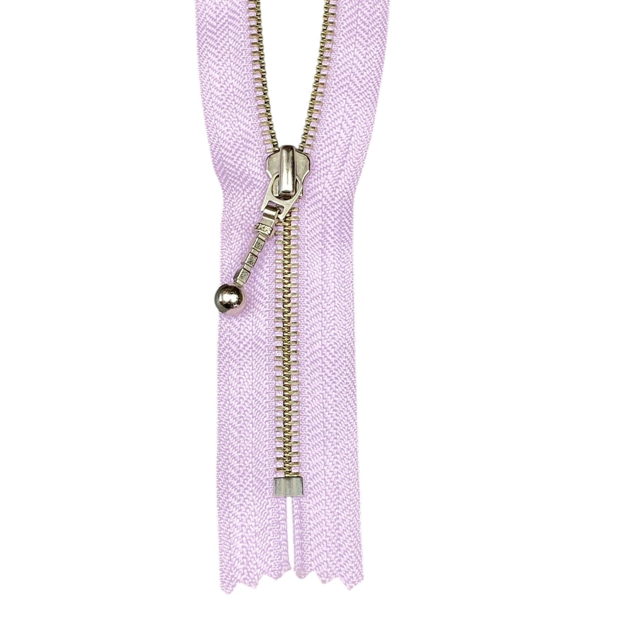 Closed-End Metal YKK Zipper - Lilac/Silver