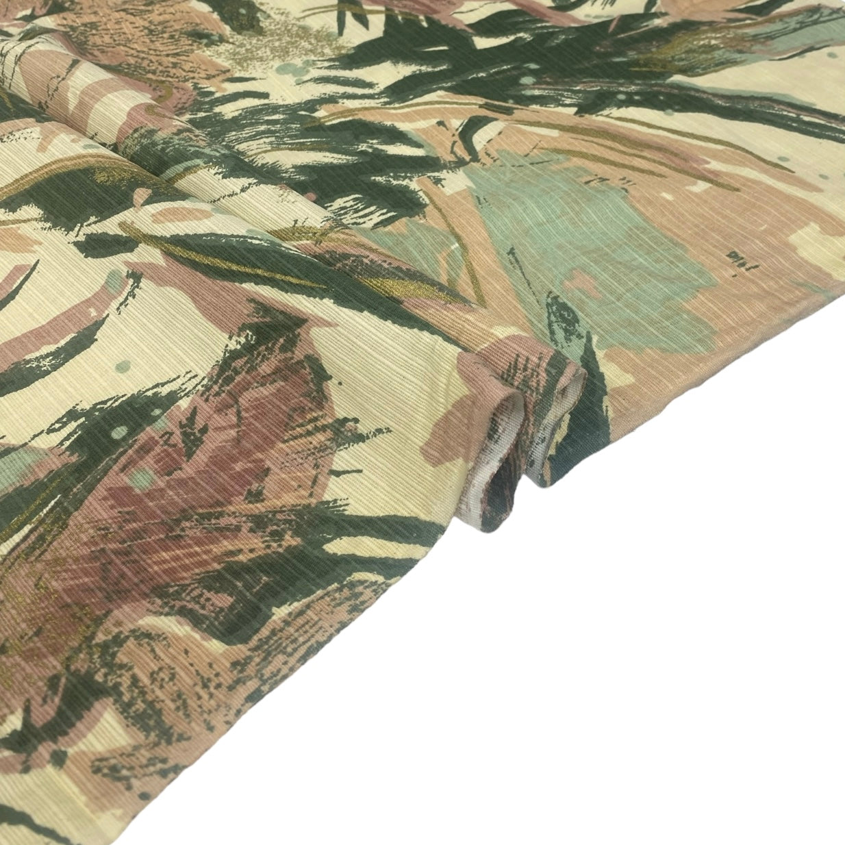 Patterned Upholstery Remnant  - Beige/Green/Pink
