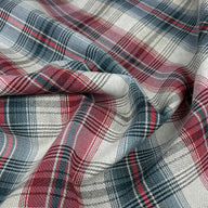 Plaid Cotton Blend Upholstery Remnant - Red/White/Blue