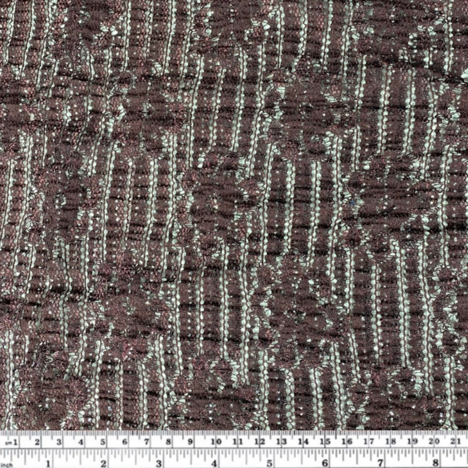 Stretch Floral Lace - Purple/Silver Glitter