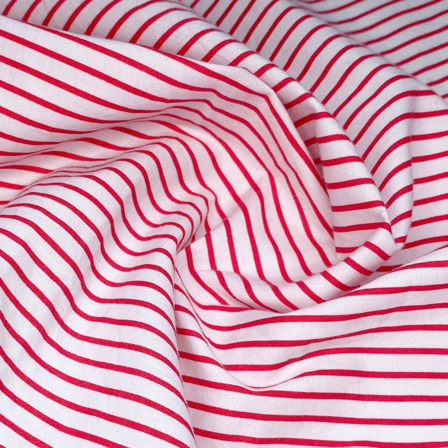 Striped Printed Cotton - White/Red