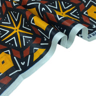 Waxed African Printed Cotton - Black/Yellow/Brown