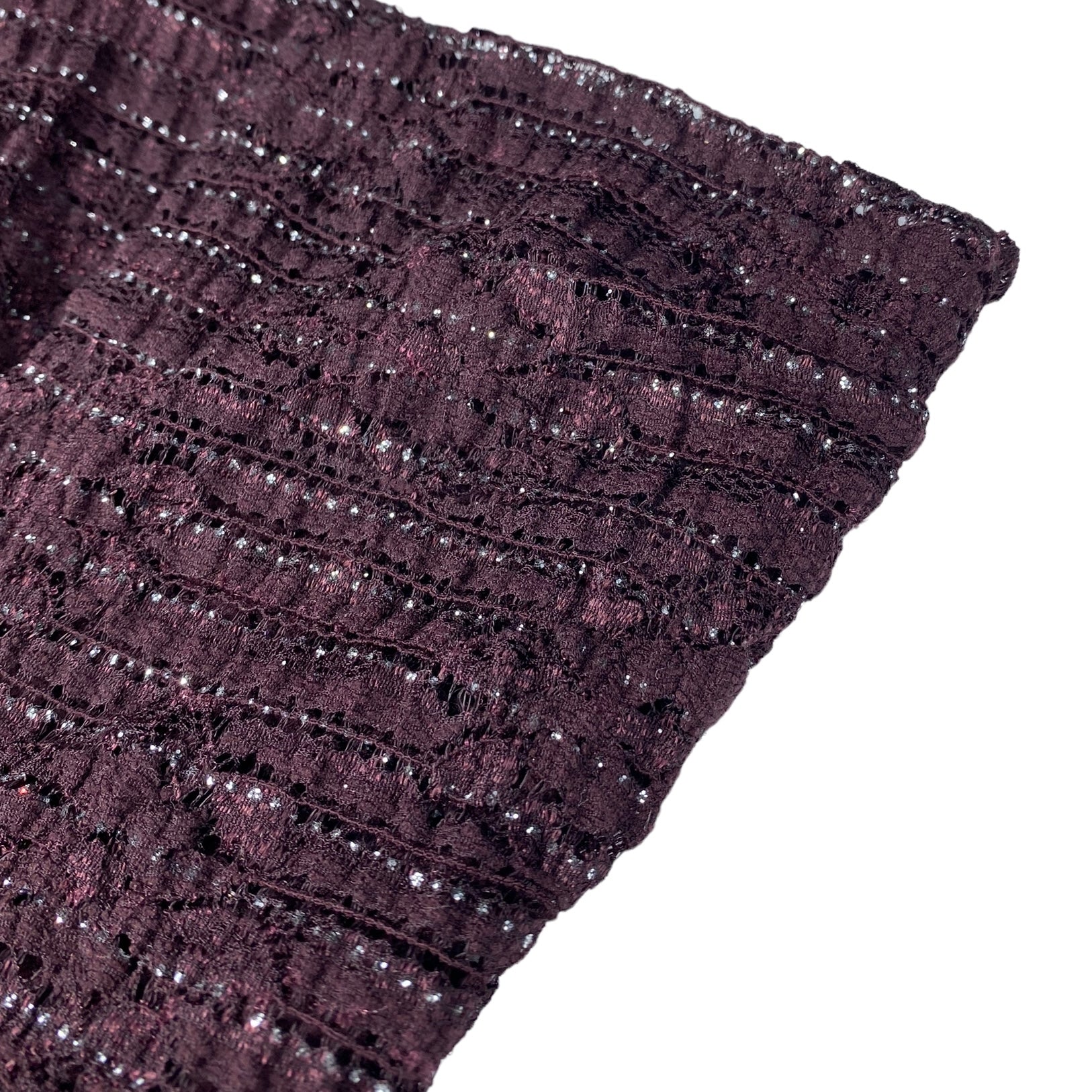 Stretch Floral Lace - Purple/Silver Glitter