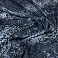Paisley Printed Polyester Stretch Knit - Blue/Black