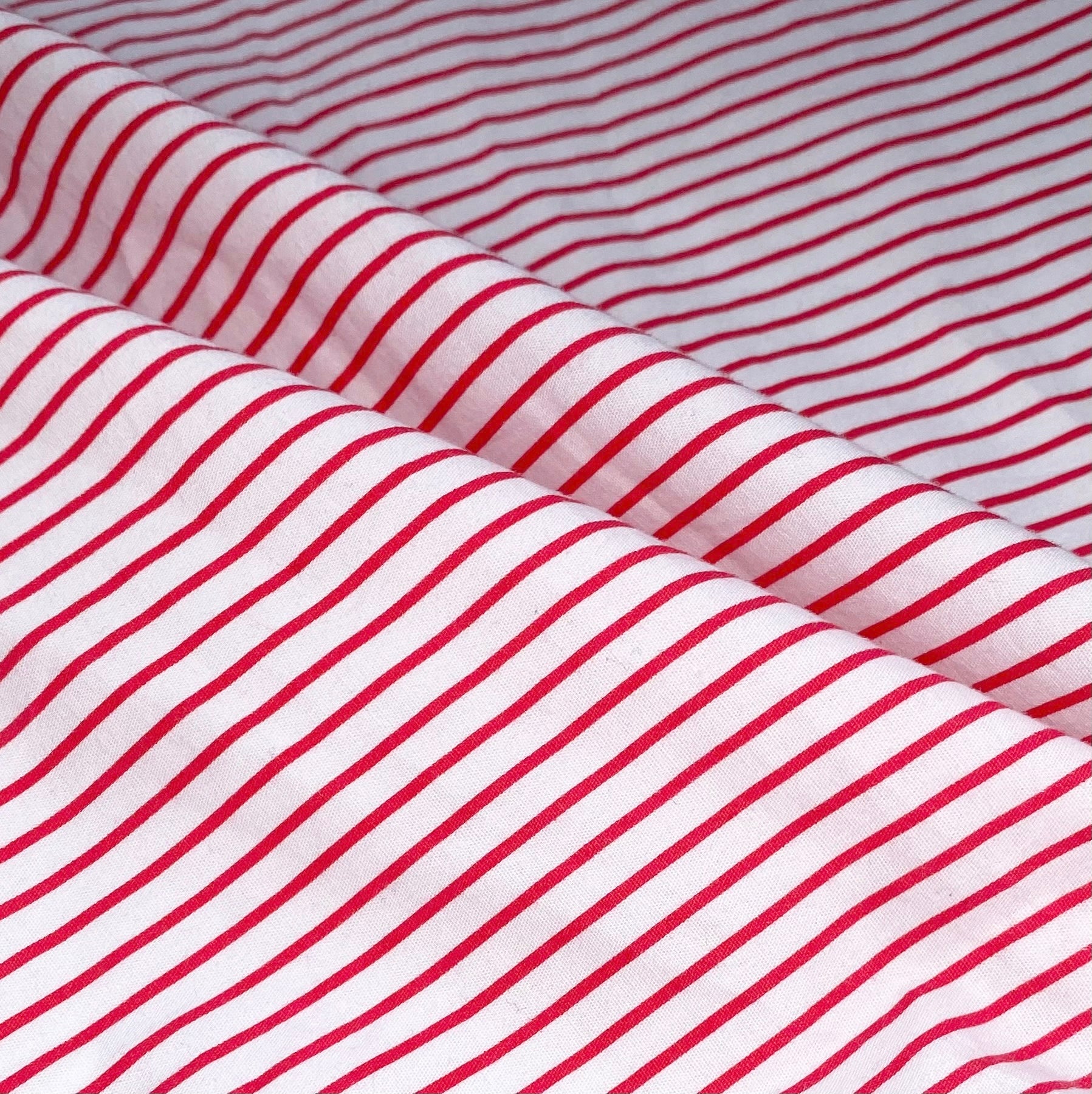 Striped Printed Cotton - White/Red