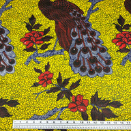 Super Wax African Printed Cotton - Peacock - Yellow